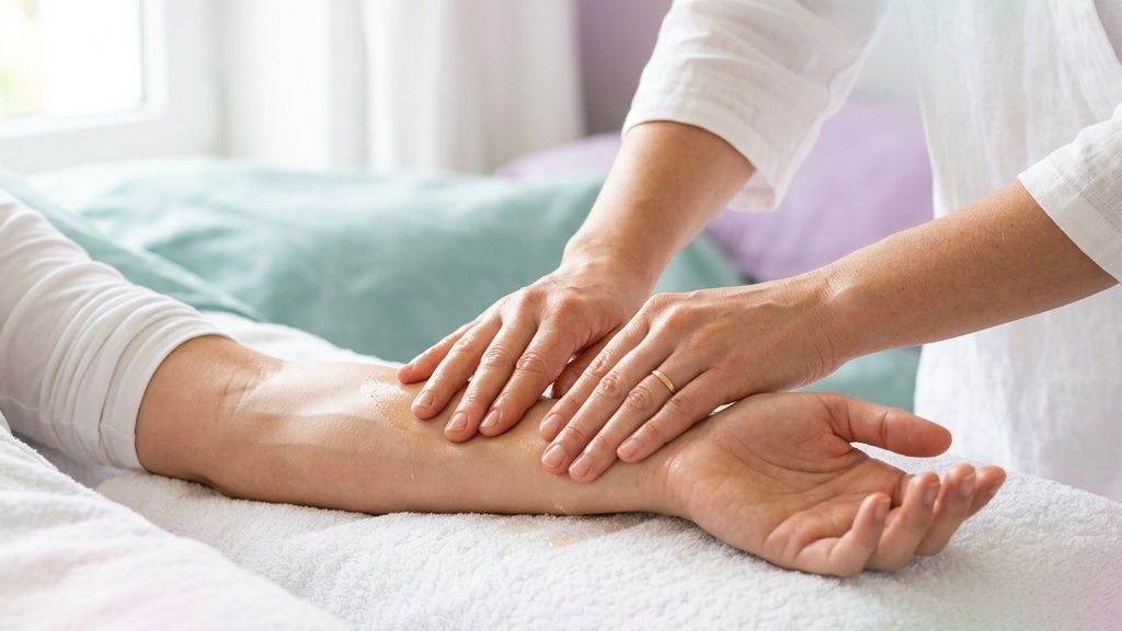 Masaje de descarga miofascial y técnica Cyriax en los tendones del antebrazo y codo