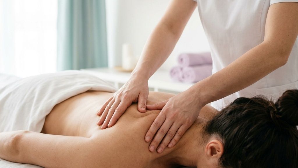 Masaje descontracturante profundo en la musculatura interescapular y romboides